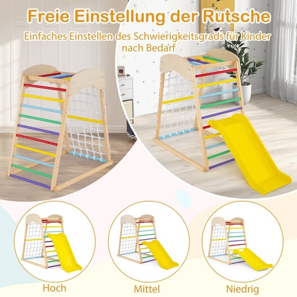 6 i 1 Pull Up Bar & Slide & Klatrestein & Klatrenett & Stige & Tunnel Klatrestativ Fargerik