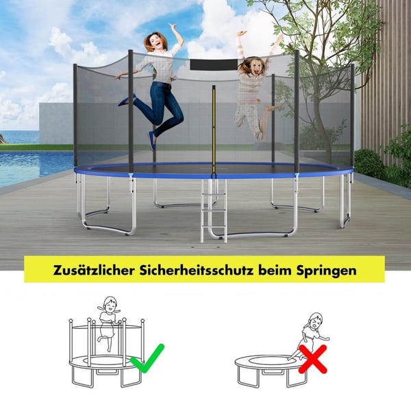 Trampoline sikkerhetsnett for hagetrampoliner Erstatningsnett på utsiden med glidelås og spenner Ø 305 cm