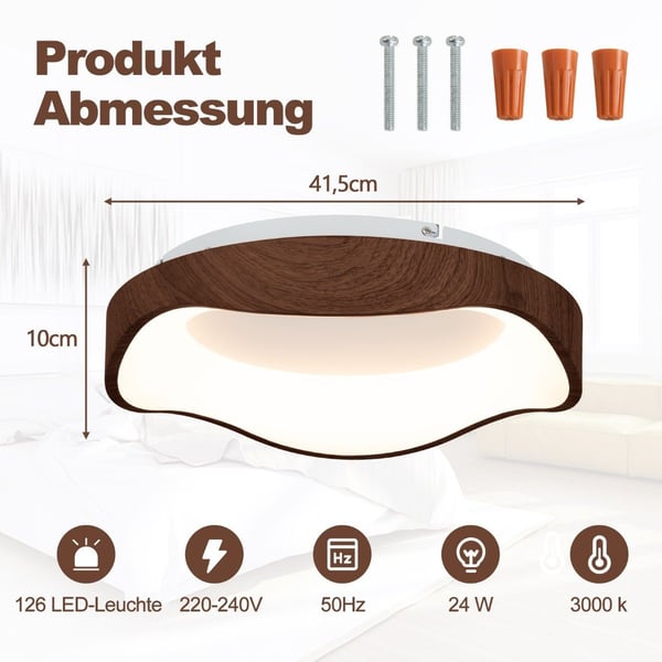 24W LED-taklys energisparende taklampe med trekorn 41,5 x 10 cm