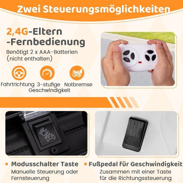 Elbil for barn med 2,4G fjernkontroll & USB & Lys & Musikk 12V Barnebil Jeep Bil Hvit