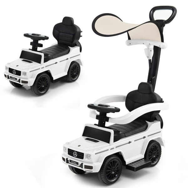 Licensierad Mercedes Benz barnbil med justerbart taklucka & Föräldrahandtag barnvagn vit Licensierad Mercedes Benz barnbil med justerbart taklucka & Föräldrahandtag barnvagn vit