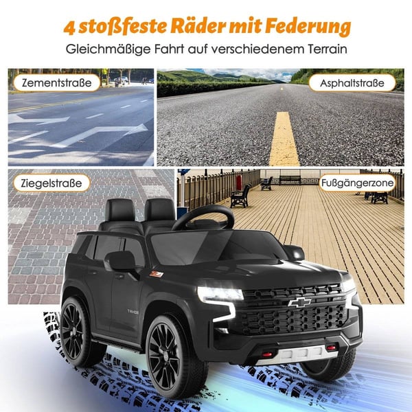 Chevrolet børnebil med 2,4G fjernbetjening & affjedring & lys & musik børnebil sort