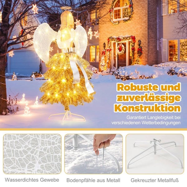 Kunstig juletre med englefigur juledekorasjon med varmhvite LED-lys