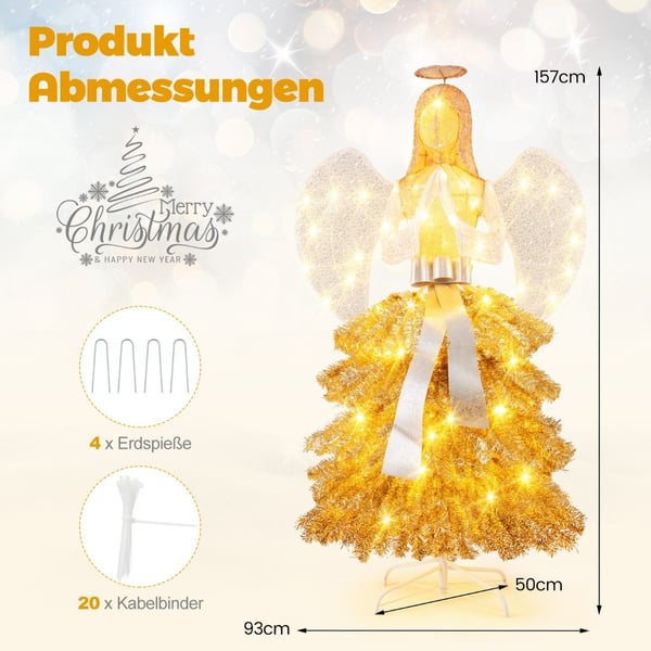 Kunstig juletre med englefigur juledekorasjon med varmhvite LED-lys