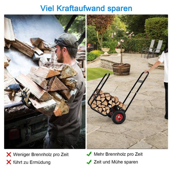 Vedvogn av metall med hjul opp til 100 kg vedvogn vedvogn vedvogn