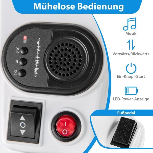 El-motorsykkel for barn med musikk &amp; LED &amp; Elektrisk motorsykkel med treningshjul for barn fra 3 år og oppover, blå