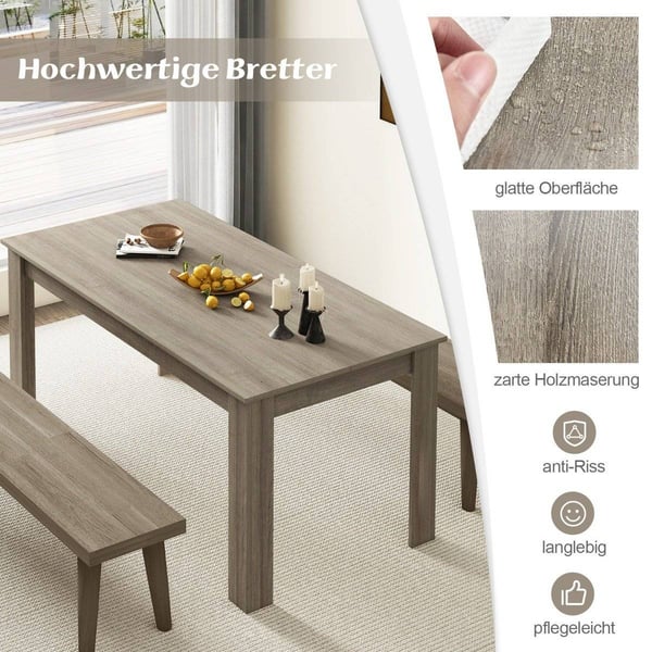 Tre spisebord 160 x 80 cm stort bord rektangulært kjøkkenbord spisebord natur