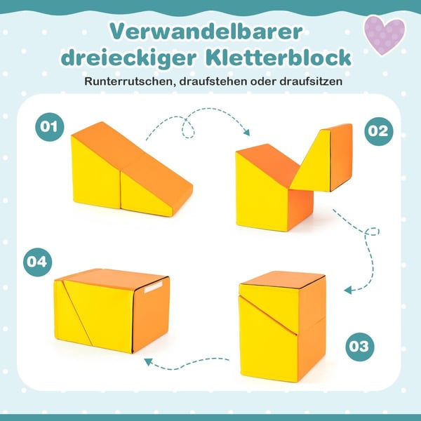 6 STK. Skumbyggeklosser Myke byggeklosser med tunneltrapper & Rampe fargerik