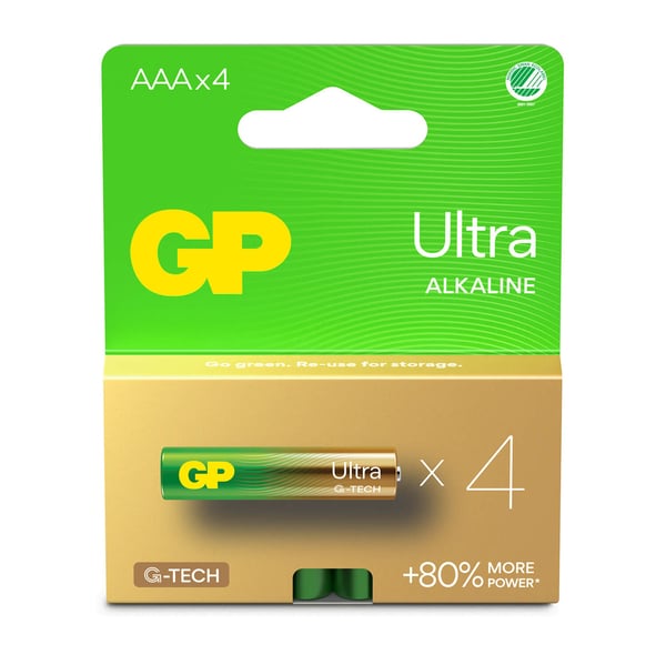 GP Ultra Alkaline Batteri AAA LR03 4-pakning