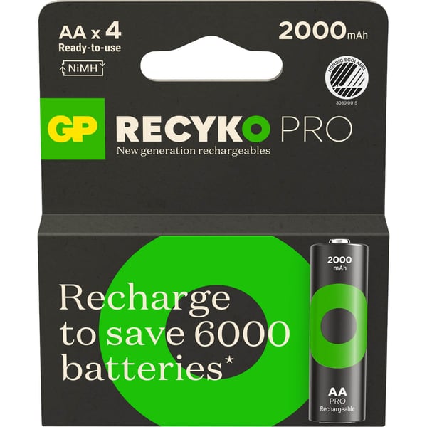 GP Recyko Pro NiMH-batteri AA HR6 2000mAh 4-pack