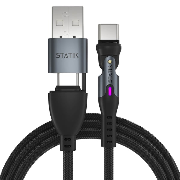 STATIK 360 Pro - Magnettuppkabler USB-C/Lightning/MicroUSB 1m Svart