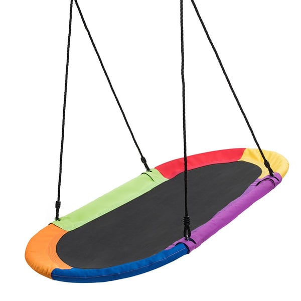 Oval reirhuskeplatehuske med 100-180cm høydejusterbart tau for innendørs og utendørs bruk 150 x 80 cm fargerik