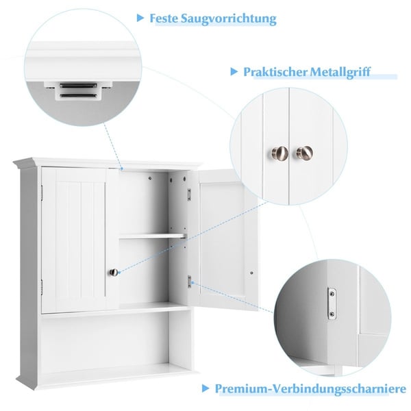 Overskap baderoms veggskap treveggskap 60 x 20 x 70,5 cm hvit
