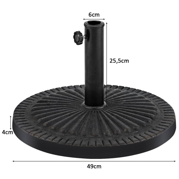 49 cm parasollbas Robust rund paraplyhållare med låsknapp Tjock järnstång