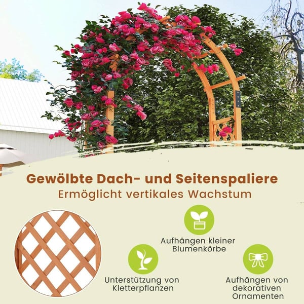 Trærosebue til klatreplanter havebue buegang espalier klatrehjælp espalier