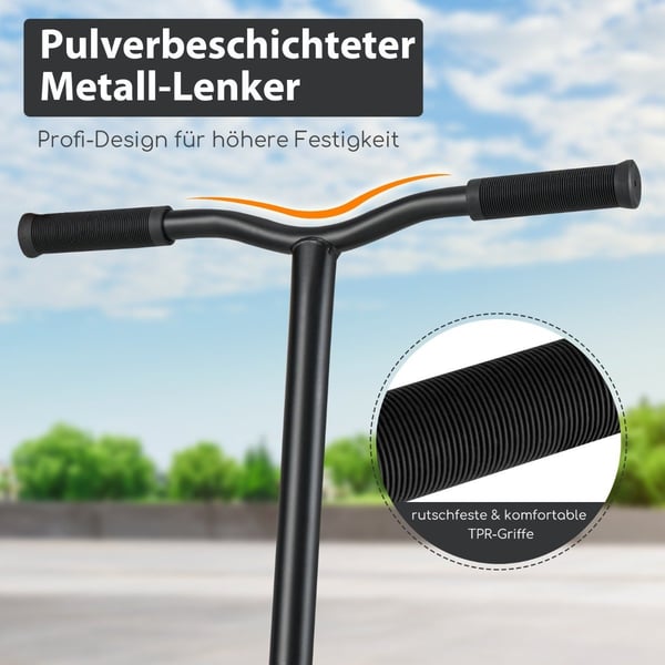 Stuntscooter med 360 styring & PU-hjul & Aluminium Deck Stunt Scooter Fun Scooter Svart