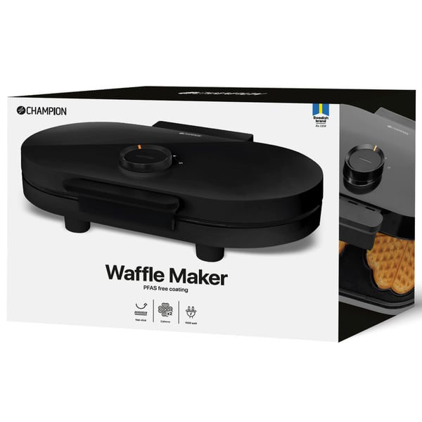 Dobbel vaffelkoker, 1600W, hjerteformet, PFAS-fri