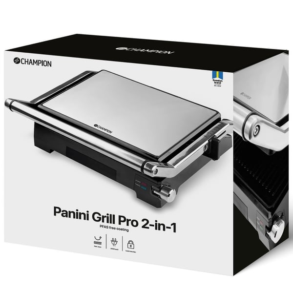 Panini Grill 2-in-1, ruostumaton teräs, 2000 W, PFAS-vapaa