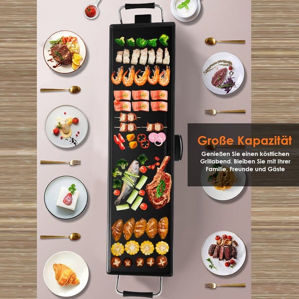 Elektrisk Indendørs Grillplade, 1800W, Justerbar Temp, 90x23 cm