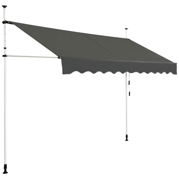 Udtrækkeligt fortelt, UV-resistent, Justerbar, 300x120 cm, Grå