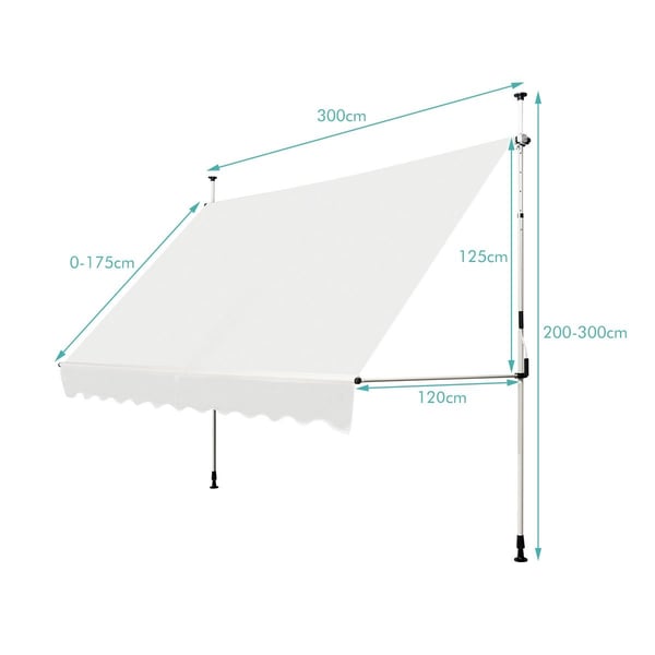 Udtrækkeligt solskærmsfortelt, 300 x 120 cm, beige