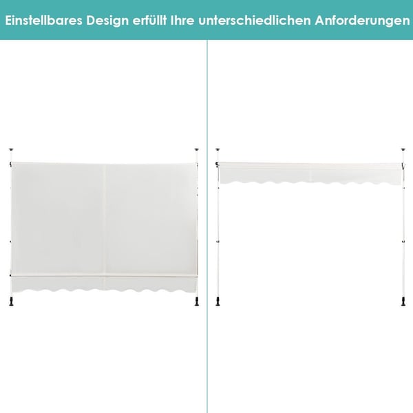Udtrækkeligt solskærmsfortelt, 300 x 120 cm, beige