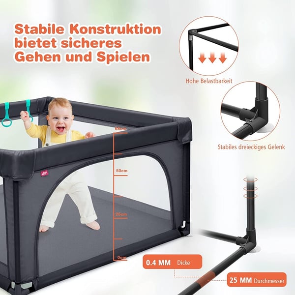Babylekegrind 120x120 cm med 50 baller, pustende mesh