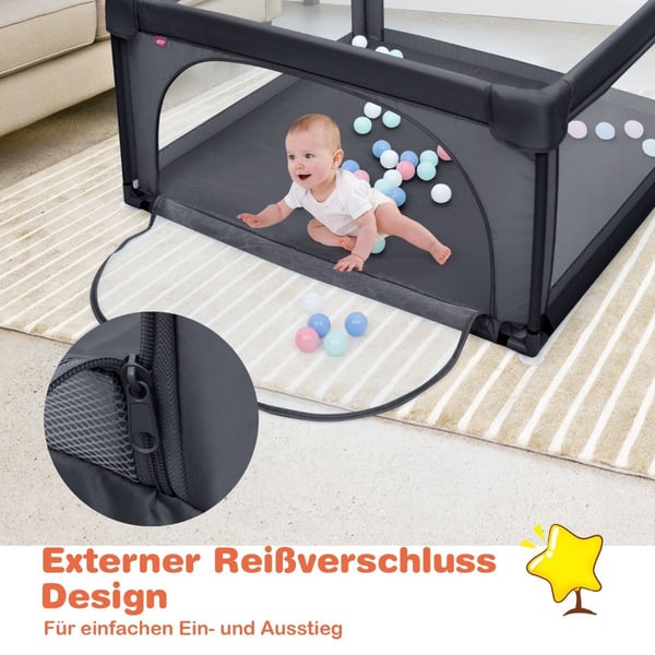 Babylekegrind 120x120 cm med 50 baller, pustende mesh