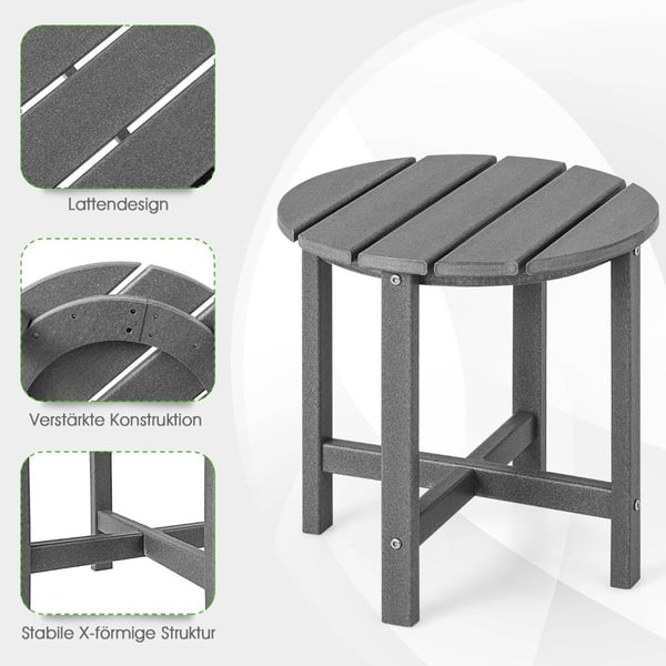 Utendørs sidebord, værbestandig HDPE, 46 cm, grå