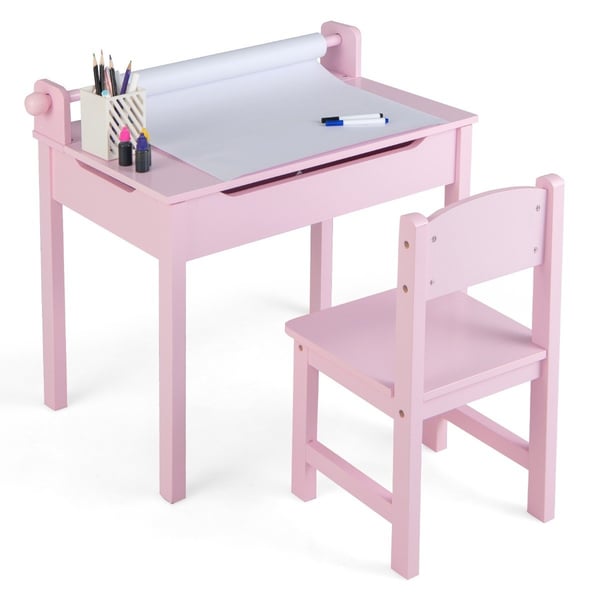 Barneaktivitetsbordsett med stol, rosa, oppbevaring Barneaktivitetsbordsett med stol, rosa, oppbevaring