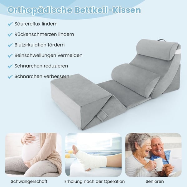 Ortopedisk kileputesett, 7-delt, vaskbart trekk