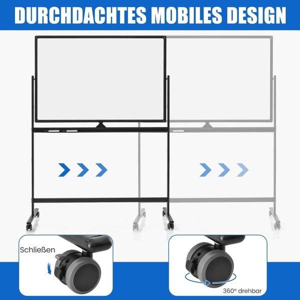 Justerbar dobbeltsidet magnetisk whiteboard 120x80 cm