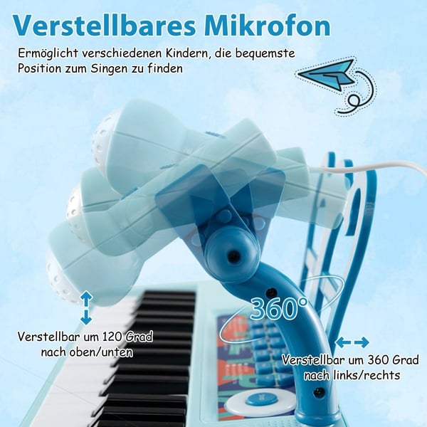 Elektronisk tastatur til børn med 37 taster med skammel og mikrofon