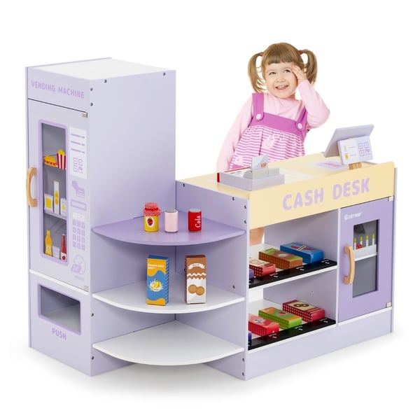 Wooden Kids Play Store med sidodisk, 89x57x80 cm