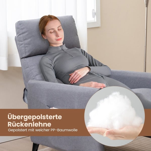 Hvilestol med justerbar rygg og fotstøtte, linstoff