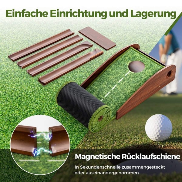 Golfputtmatta med automatisk bollretur, 1 hål, 3 bollar