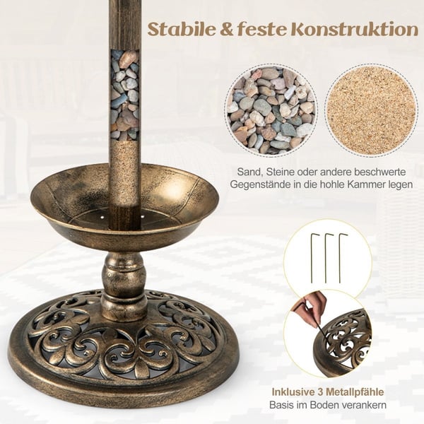 Solar Fuglebad med mater og plantekasse – Bronse, Ø43x110 cm Solar Fuglebad med mater og plantekasse – Bronse, Ø43x110 cm