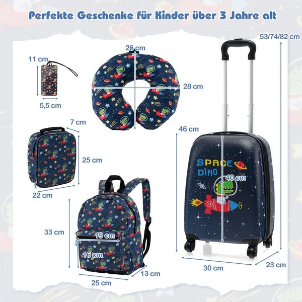 Barns 5-delade bagageset med 16" resväska och ryggsäck