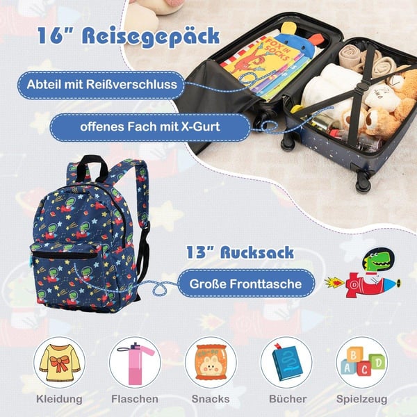 Barns 5-delade bagageset med 16" resväska och ryggsäck