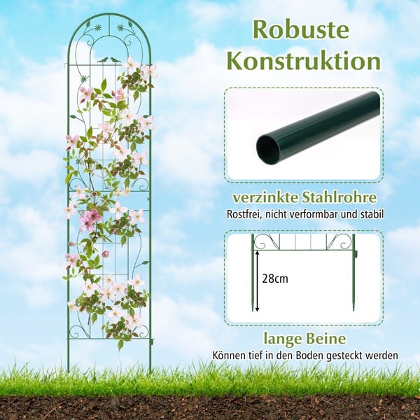Hagespaliersett i metall – 220 cm, rustbestandig, 2-pakk