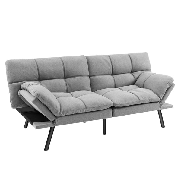 Grå futon sovesofa med justerbar ryggstøtte