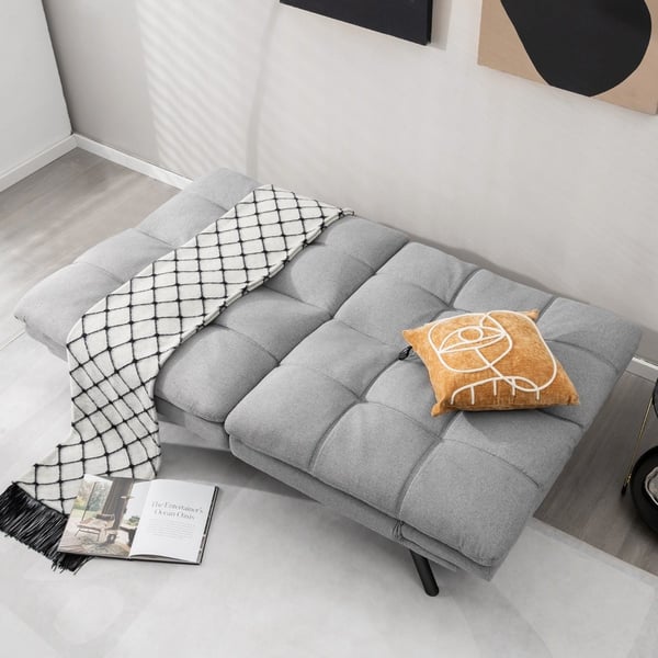 Grå futon sovesofa med justerbar ryggstøtte