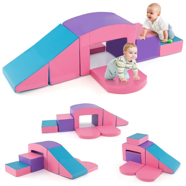Foam Climbing Blocks Set, 6-delat, mjukt, lila/rosa
