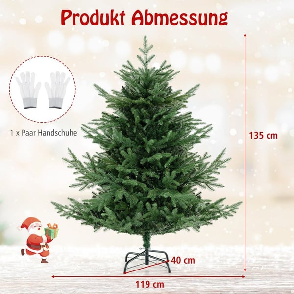 135 cm kunstig juletre med 160 LED-lys