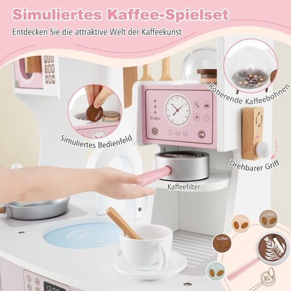 Barnekjøkkensett med tilbehør – kaffetrakter, mikrobølgeovn, stekeovn