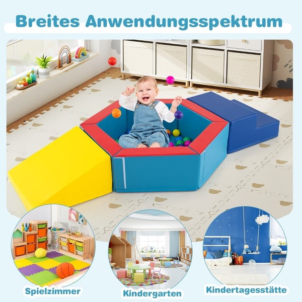 Soft Play Sæt med Ball Pit & 100 Balls – Foam Blocks