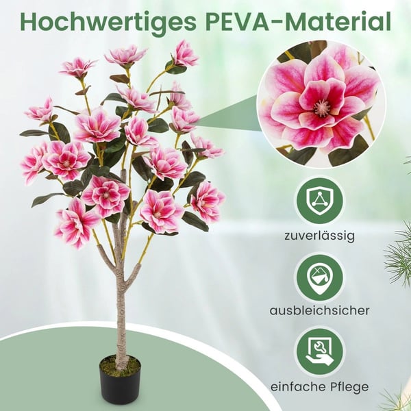 Artificiellt magnoliaträd med blommor, 90 cm, krukväxt