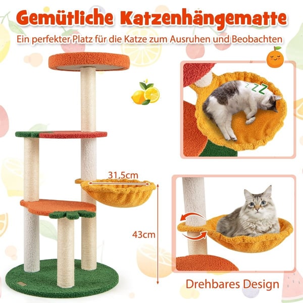 Kattträd med frukttema, 100 cm, Sisal skrapstolpar