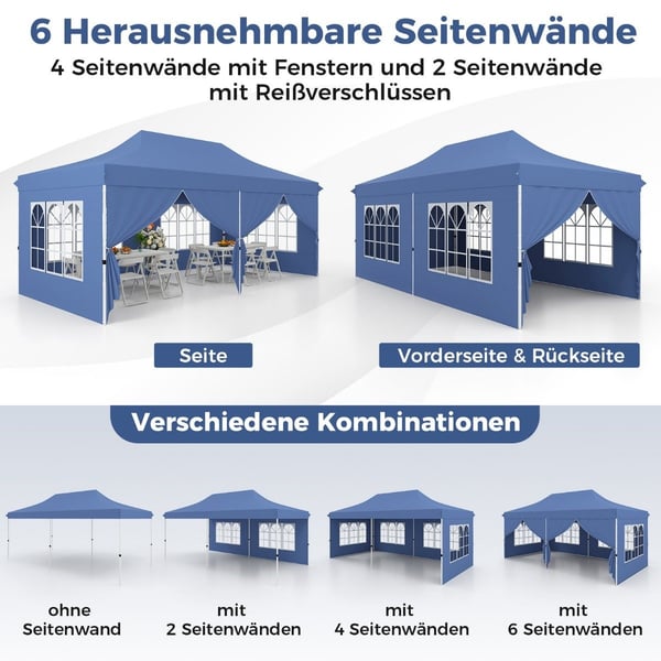 3x6m pop-up kapelltält med 6 sidoväggar och sandsäckar