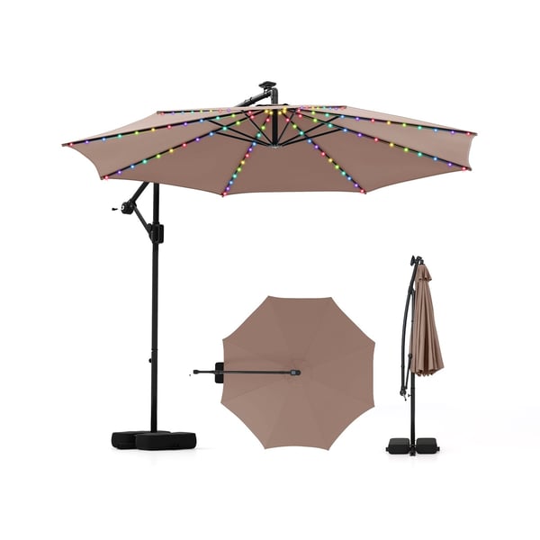 300 cm Cantilever paraply med LED-lys, justerbar tilt